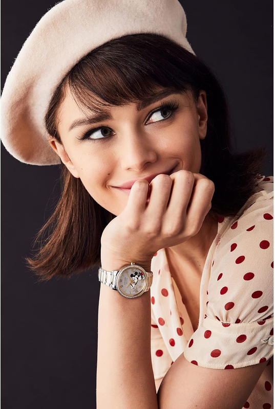 Pre-owned Citizen Eco-drive Ladies' Mickey Mouse Crystal Watch, Two Tone Gold Stainless St