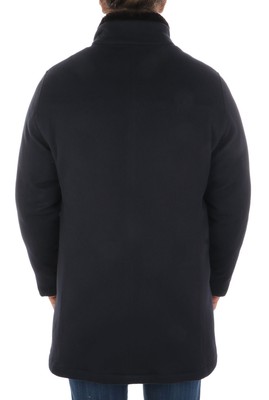Pre-owned Corneliani Mens Shearling Neck Wool Down Jacket 40 Navy It 50 - $1495 In Blue