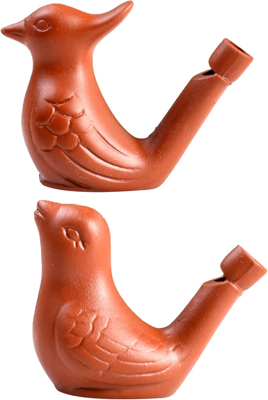2Pcs Bird Water Whistles - Warbler Bird Caller, Purple Clay Po...