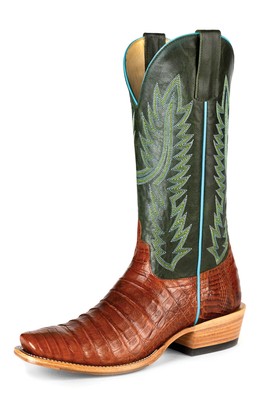 Pre-owned Macie Bean Womens Top Hand Emerald Caiman Belly Cowboy Boots In Green
