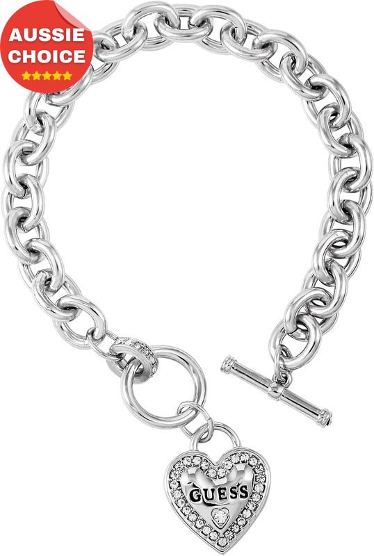 Silvertone Heart Logo Charm Toggle Bracelet Metal One Size Jewelry Gift