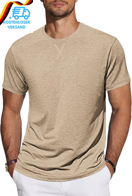 TARAINYA T-Shirt Herren Baumwolle Kurzarm Rundhals Einfarbig Shirts Männer Somme