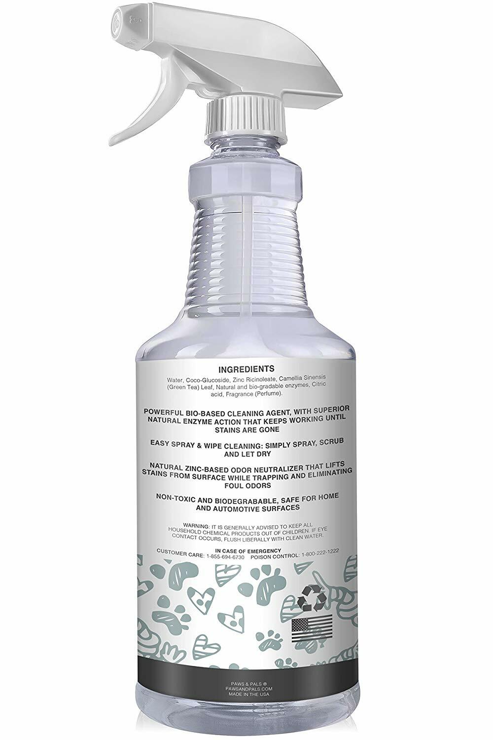 Pet Stain Enzyme Cleaner and Odor Eliminator - 32oz Spray Dog Urine Remover for