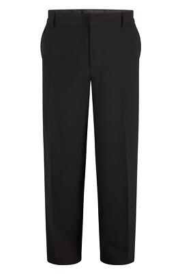 Boys Black Crease Resistant Adjustable Waist Straight Slim Fit School Trousers