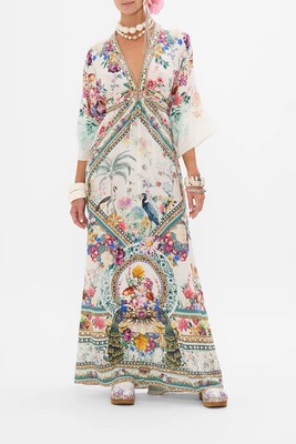 CAMILLA Plumes And Parterres Waist Tie Long Kaftan RRP $849