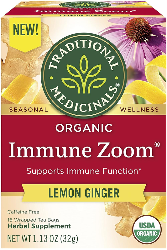 Traditional Medicinals Tea, Organic Immune Zoom Lemon Ginger, Supports Immune Fu