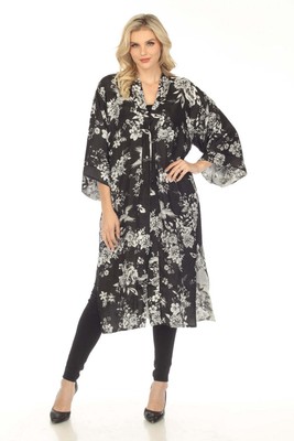 Pre-owned Johnny Was Dreamer Jules Reversible Silk Floral Long Kimono Boho Chic R40623 In Multicolor