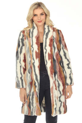 Pre-owned Johnny Was Ziggy Faux Fur Open Front Coat Boho Chic R48023 In Multicolor