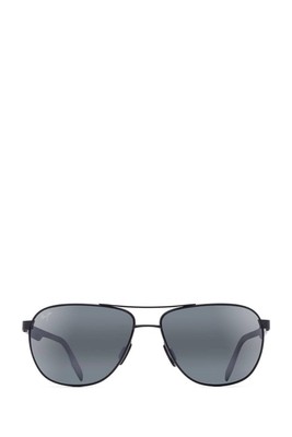Pre-owned Maui Jim Unisex Castles Polarized Aviator Sunglasses In Matte Black/neutral