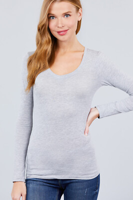 Womens T Shirt V Neck Long Sleeve Active Basic Stretch Top PLUS SIZES