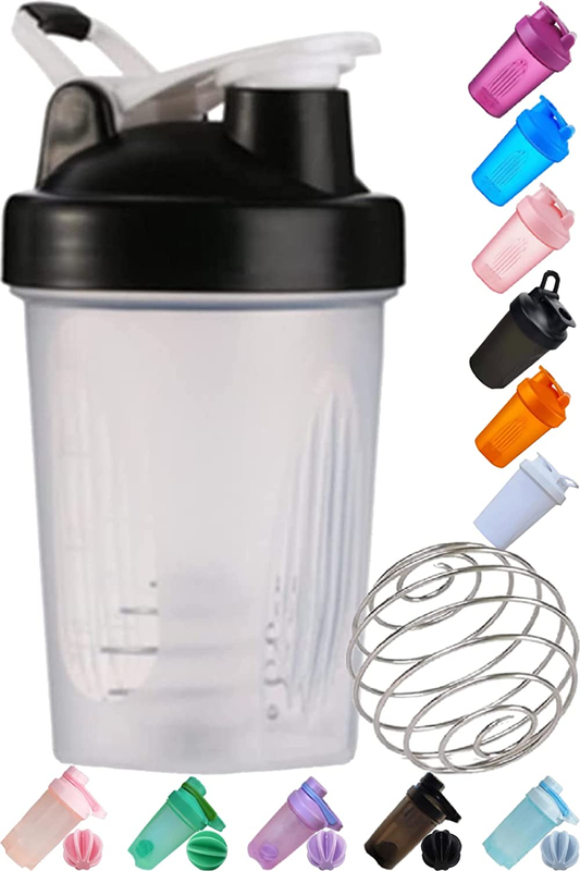 A Small Clear Shaker Bottle W. Black Lid,12Oz/400Ml Measurement Marks