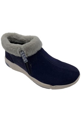 Ryka Water-Repellent Suede Faux Fur Ankle Boots Anchorage Academy Blue