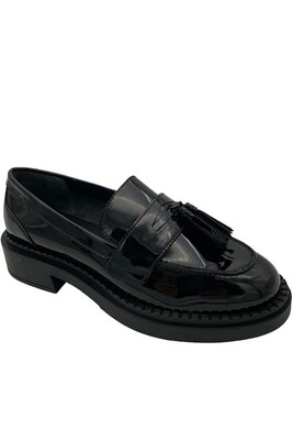 Seychelles Platform Leather Loafers Final Call Black Patent