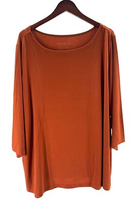 Susan Graver 2-pack Modern Essentials Liquid Knit Top Navy/Pumpkin