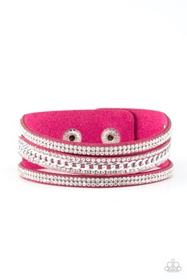 ~Rollin' In Rhinestones~ Pink Snap Urban Bracelet Paparazzi Jewelry
