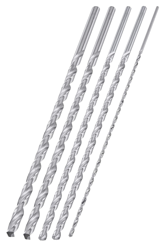 10047A Extra Long Drill Bit Set | 5-Piece | M2 HSS Steel | 12-Inch Length | 1/8,