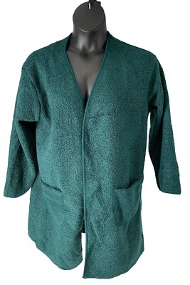 Cuddl Duds Curly Sherpa Open Front Short Robe Twilight Pine Green