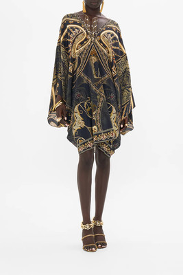 CAMILLA Nouveau Noir T Shape Short Kaftan RRP $699