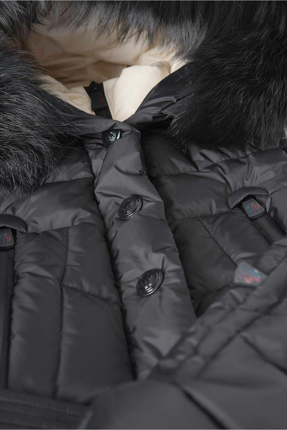 Pre-owned Moncler Grenoble Beverley 2tone Ski Jacket Down Puffer Belt Fox Fur Hood 1 S In Black