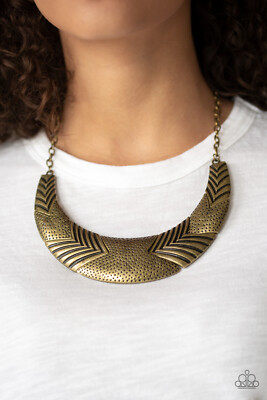 Geographic Goddess Brass Statement Necklace Paparazzi