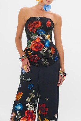 CAMILLA A Still Life Curved Hem Zip Detail Corset Top RRP $899