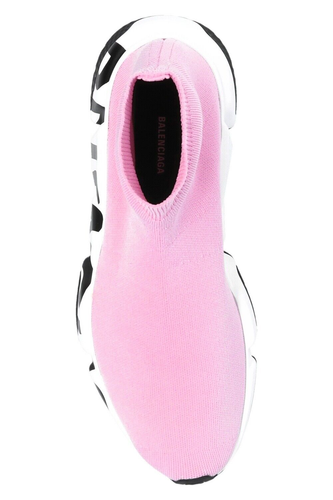 Pre-owned Balenciaga Speed Graffiti Light Pink White Black Sock High Top Knit Sneaker 40