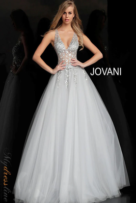 Pre-owned Jovani 65379 Evening Dress Lowest Price Guarantee Authentic In Grey