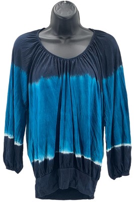 Urban X Tie-Dye Off-Shoulder Top Navy/Turquoise
