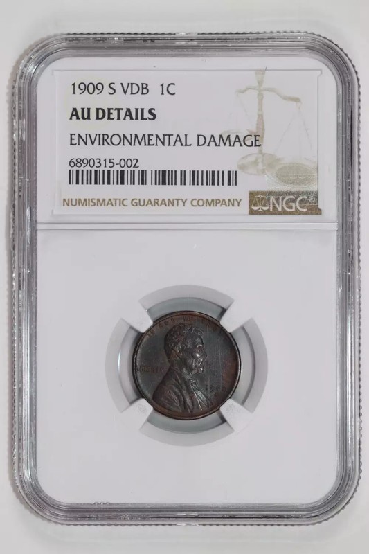 1909-S VDB LINCOLN WHEAT CENT NGC AU DETAILS