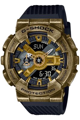 Pre-owned Casio G-shock Gm-110vg-1a9jr Steampunk Men Watch Black Resin Band World Time