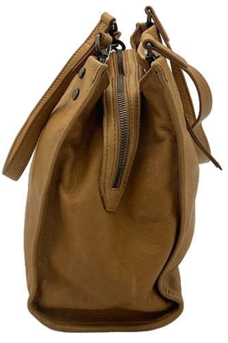 American Leather Co. Lenox Triple Entry Satchel Cafe Latte