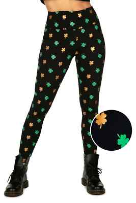 Tipsy Elves GOLD FOIL CLOVER HIGH WAISTED LEGGINGS