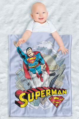 Superman Soft Fleece Baby Blanket, Cozy Crib Throw 30"x40" Skyward