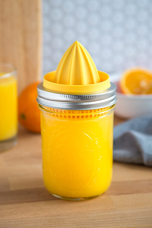 Juicer Lid for Wide Mouth Mason Jars, Yellow