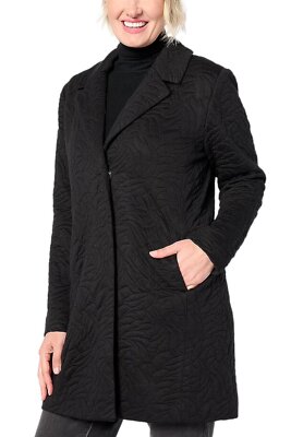 Susan Graver Quilted Knit Notch Collar Fully Lined Jacket Black