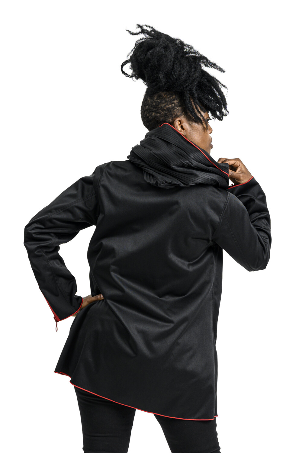 Pre-owned Ubu Piped 34″ Reversible Raincoat With Pockets In Multicolor