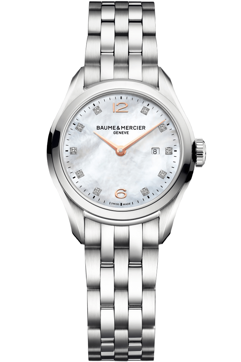 Pre-owned Baume & Mercier Baume And Mercier Clifton Mop Diamonds Dial Woman's Watch