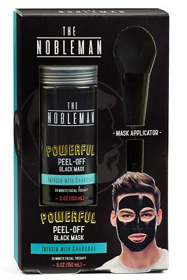 The NOBLEMAN Peel-Off Black Mask infused with Charcoal with Mask Applicator 5 OZ