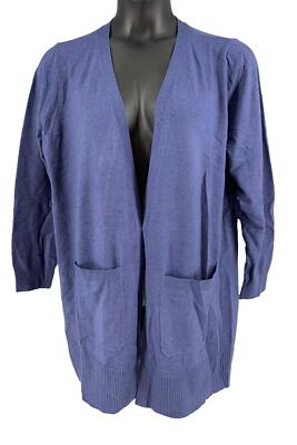 Denim & Co. Comfort Zone Petite Honey Knit Open Front Cardigan Indigo