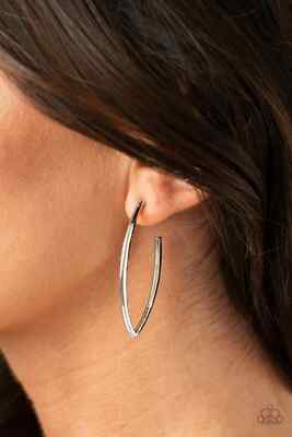 Paparazzi Earring - Point Blank Beautiful- Silver Hoop- 1''