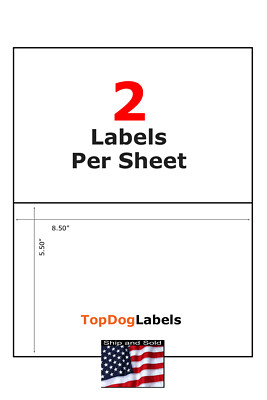Half Sheet Shipping Labels 8.5'' x 5.5'' Premium Self Adhesive 200 400 600 1000