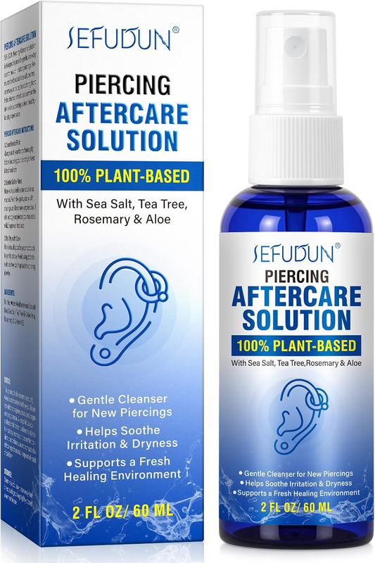 Piercing Aftercare Spray 60Ml | Natural Sea Salt & Tea Tree Formula for Ear, Nos