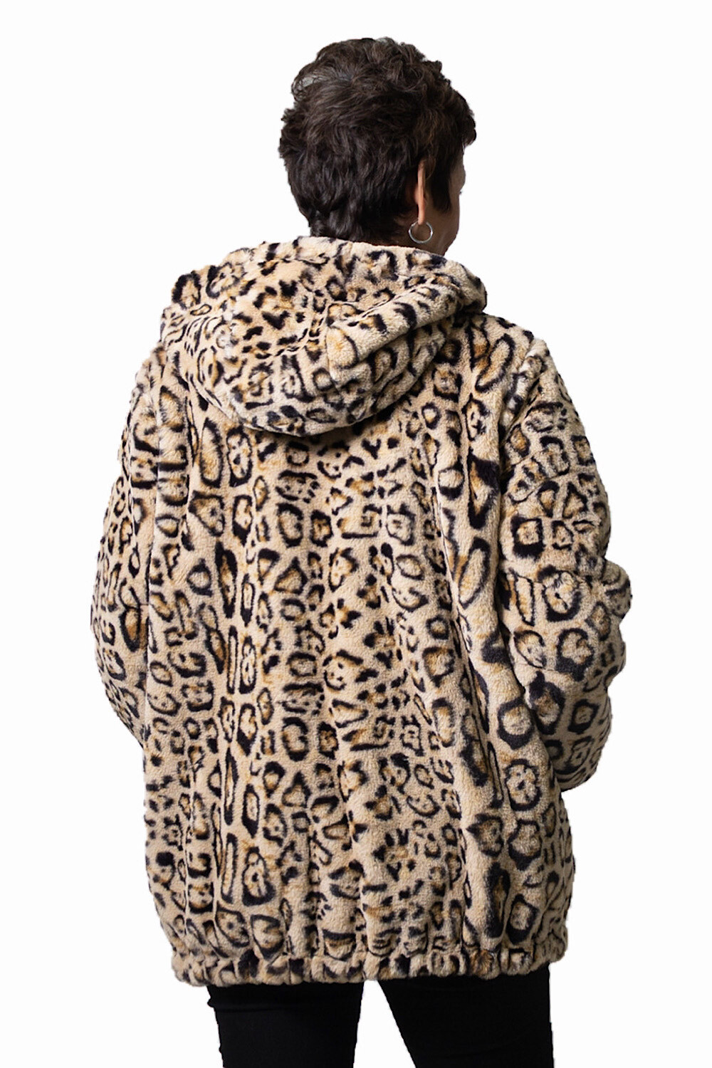 Pre-owned Nikki Jones Reversible Faux Fur Animal Print Parka In Multicolor