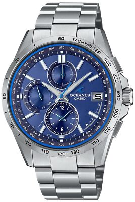 Pre-owned Casio Oceanus Ocw-t2600-2a3jf Blue Dial Classic Solar Radio Watch Men Japan