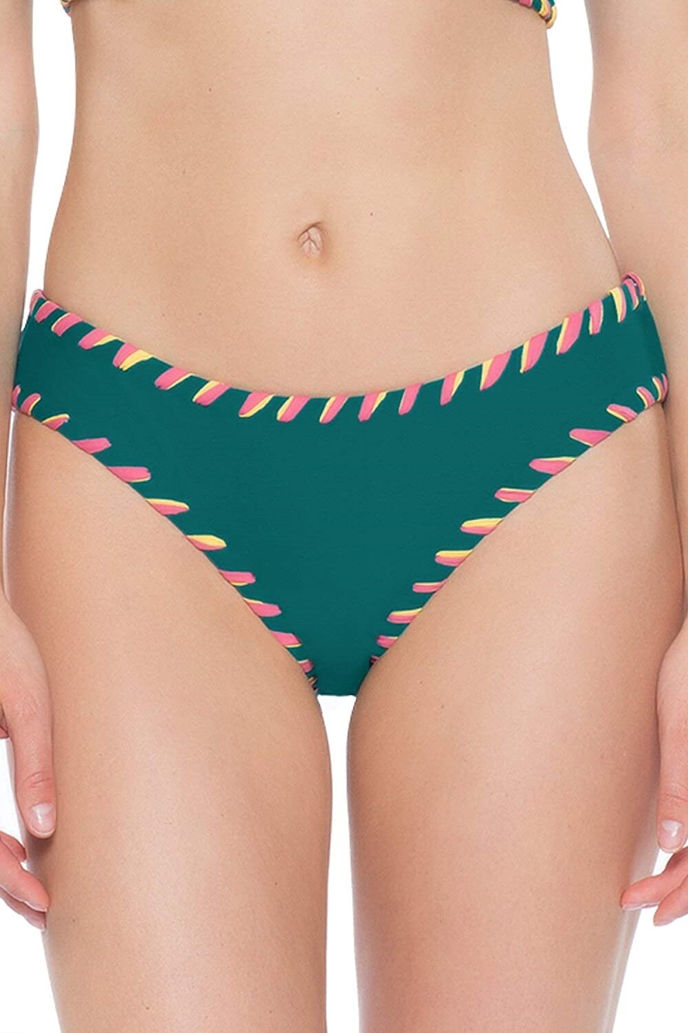 Becca 259935 Women's Camille Reversible Bikini Bottoms Swimwear Green Size Large