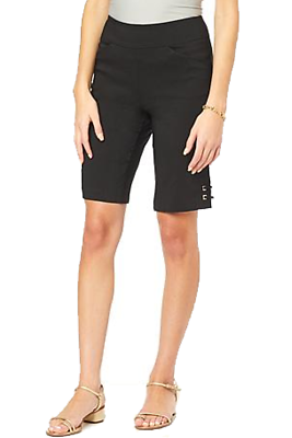 Nina Leonard Millennium Bermuda Short with Grommet Detail Black eBay