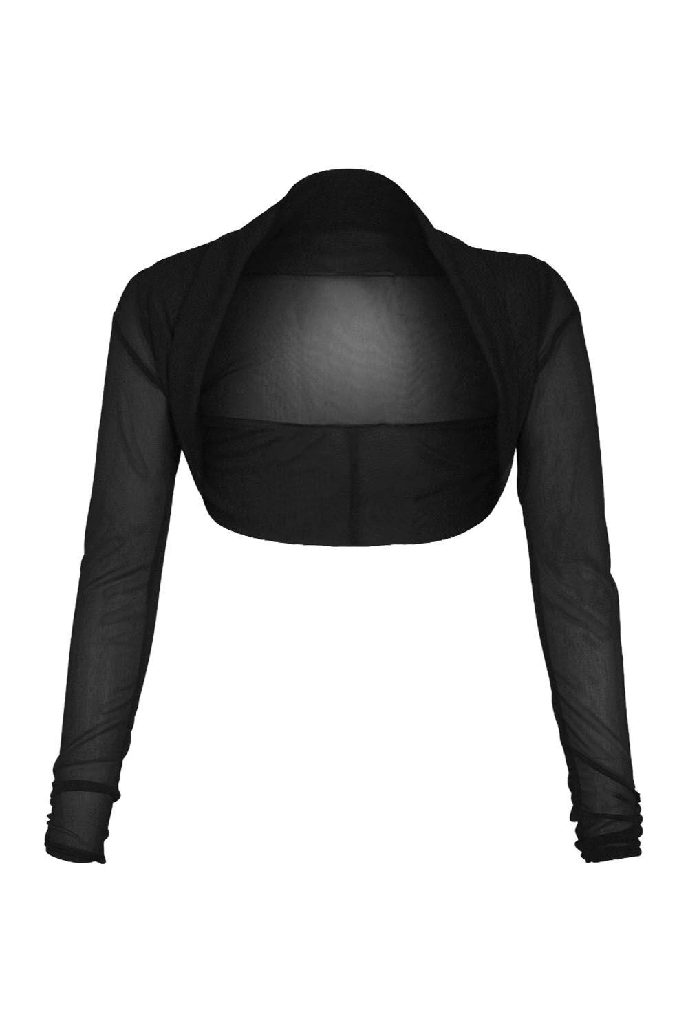Womens Mesh Shrug Black Chiffon Bolero Sheer Long Sleeve
