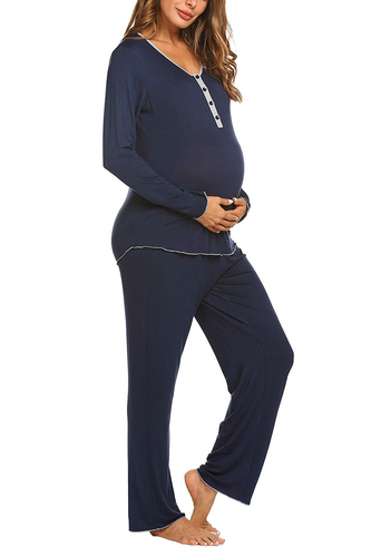 MAXMODA Women's Maternity Nursing Pajamas Set Sleepwear Soft Pregnancy Hospital