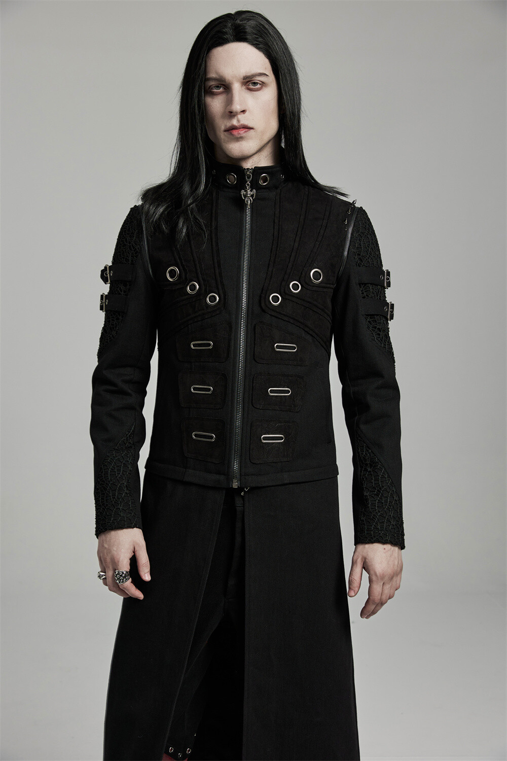 Pre-owned Punk Rave Men Steampunk Detachable Gothic Jackets Motorcycle Visual Coat Vests In Black