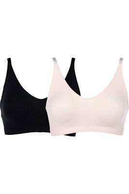 Rhonda Shear 2-pack Super Stretch Pullover Leisure Bra Black/Pink Ice